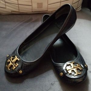Embossed Tory Burch "Mini Miller" ballerina flats